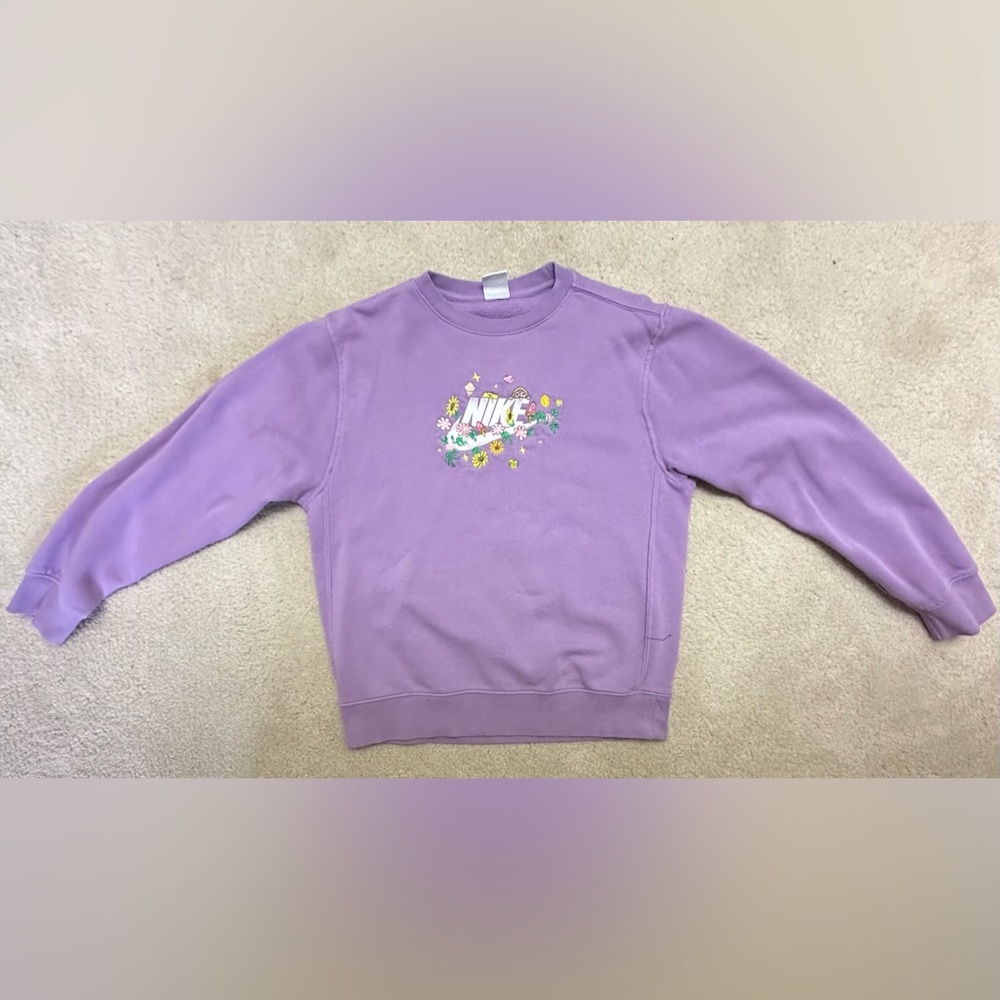 Nike purple floral crewneck